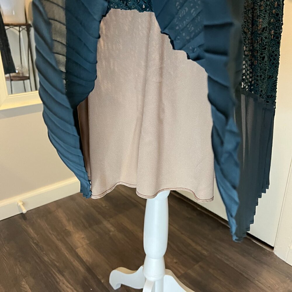 French Connection Teal Orabelle Lace Fit & Flare Ruffle Midi Dress, Size 6 - Picture 8 of 16